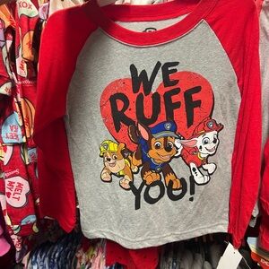 Boys Red and Gray Paw Patrol Valentines Shirt